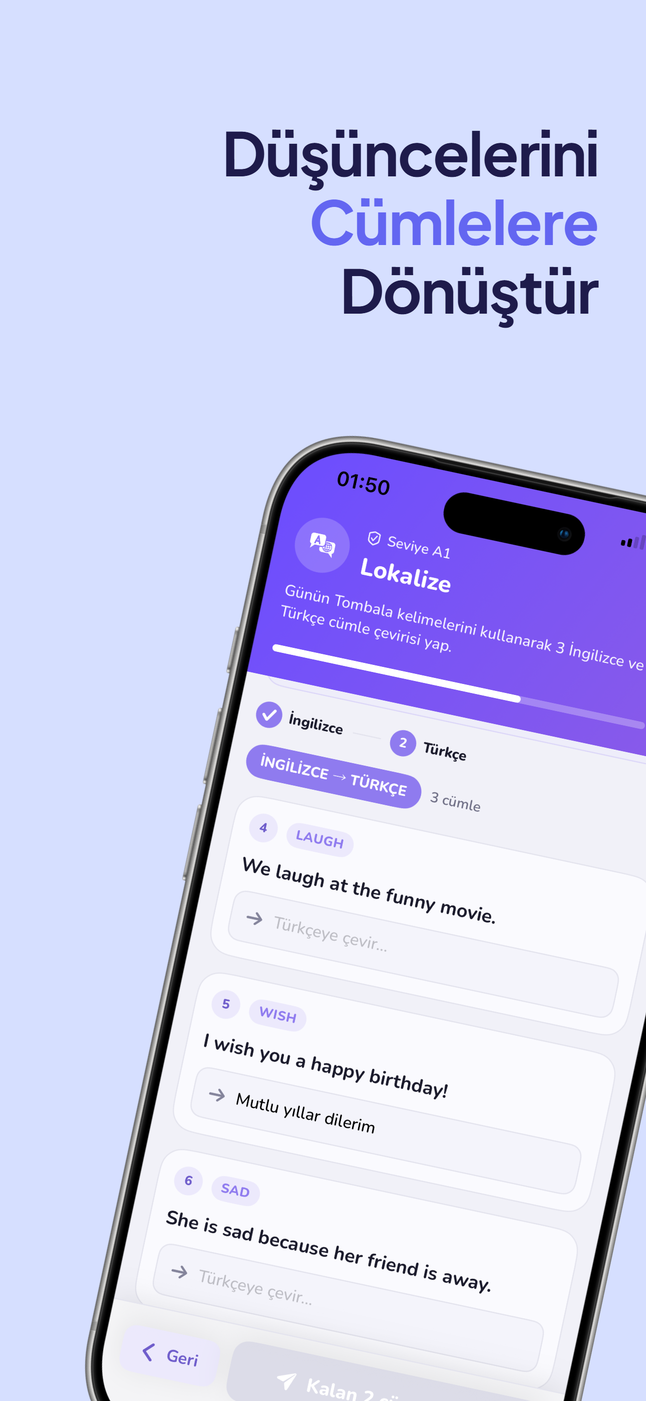 Lokalize — cümle çevirisiyle pratik